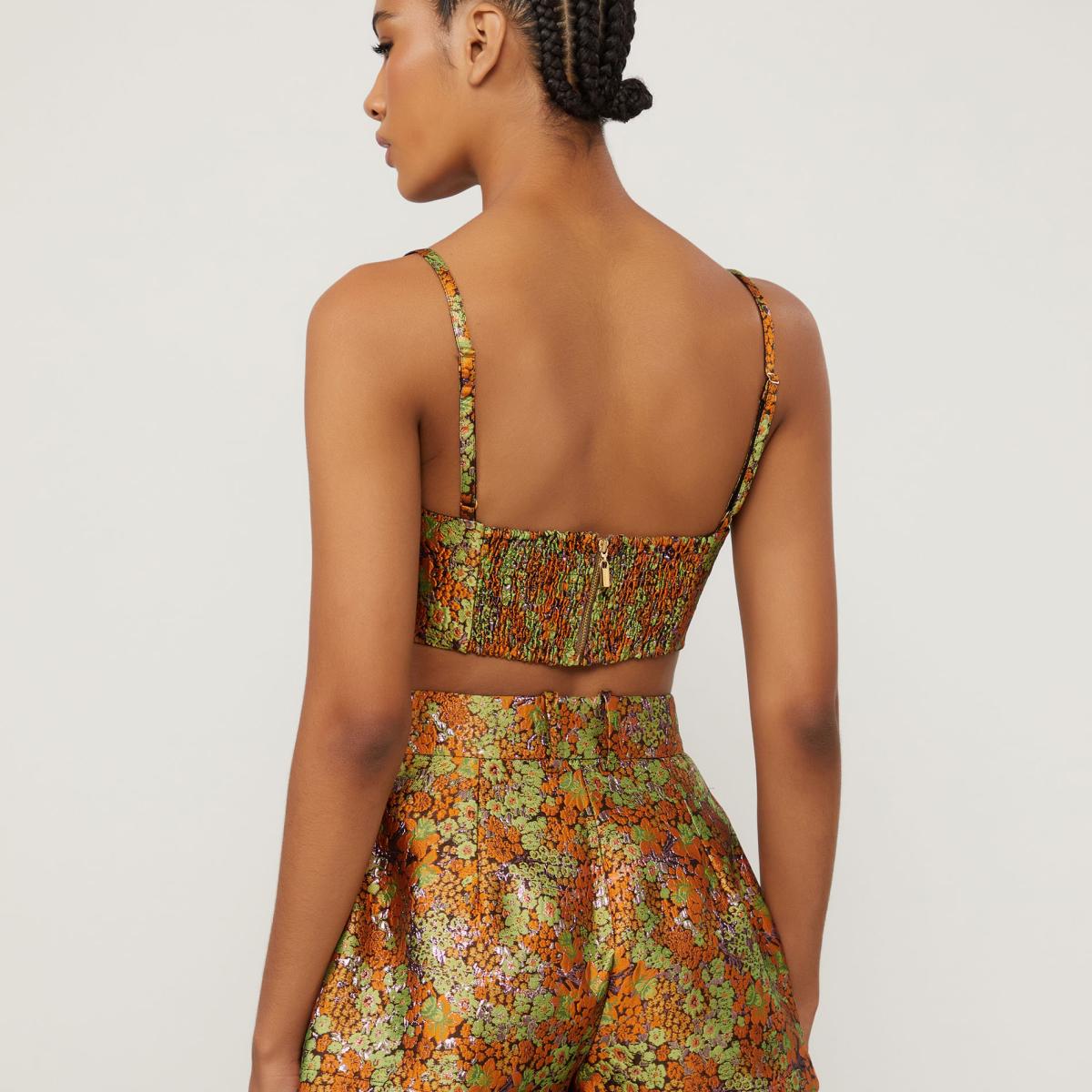 Top Cropped Mini Flower Com Recorte