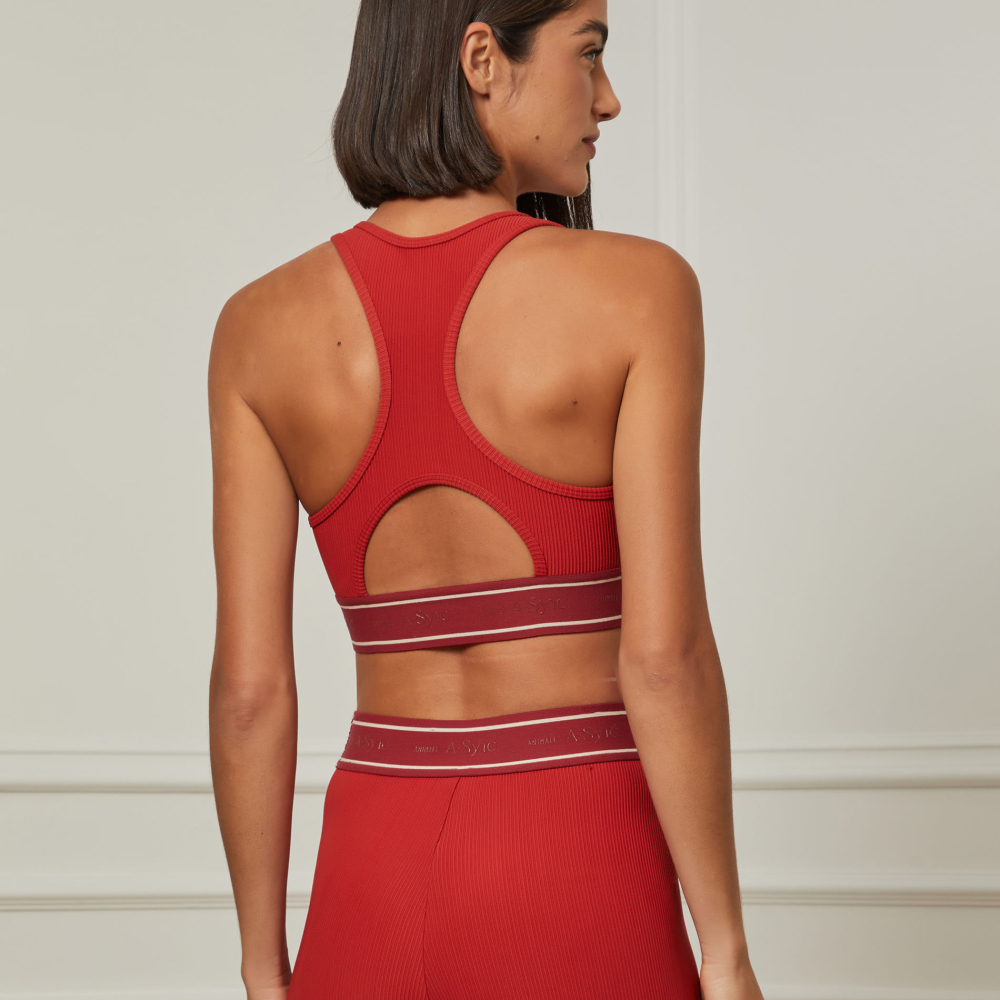 Top Elastic Textura Vermelho Terroso