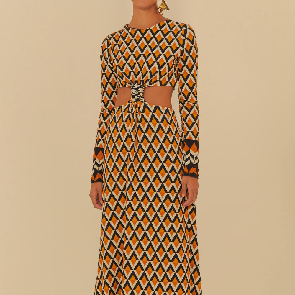 Vestido Cropped Estampado Tambaqui