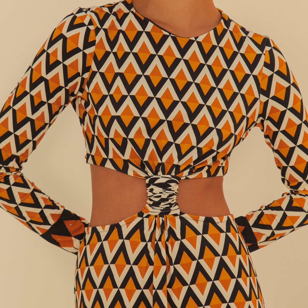 Vestido Cropped Estampado Tambaqui