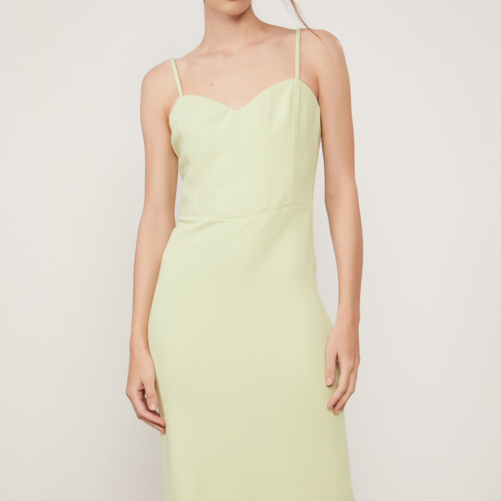 Vestido De Malha Crepe Midi Verde Aloe Corselet
