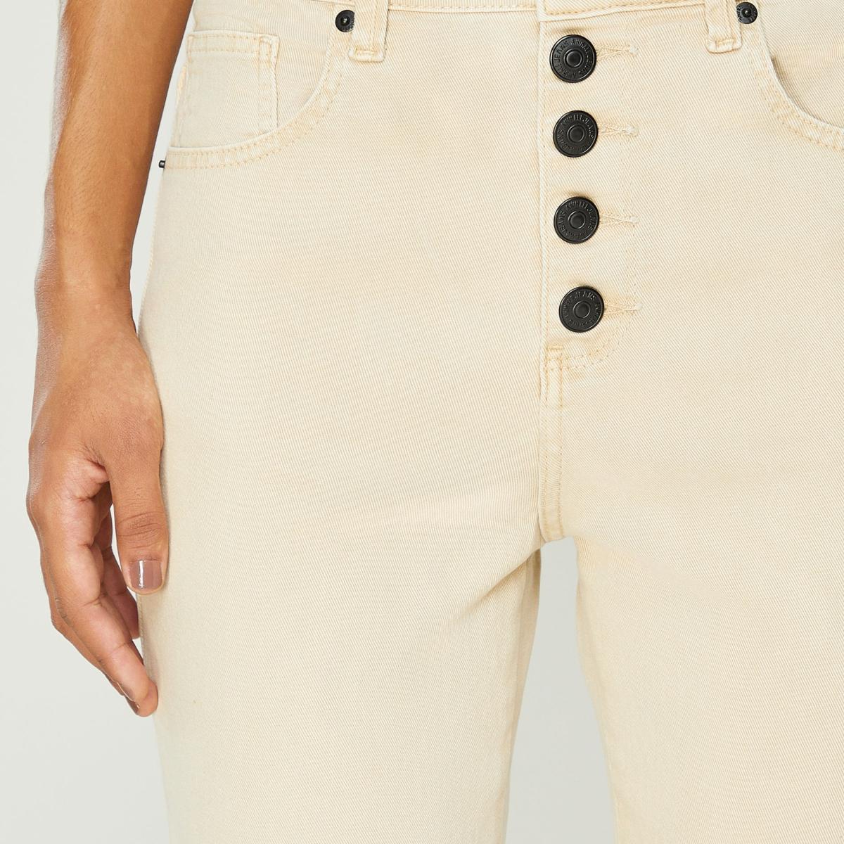 Calça De Sarja Skinny Basic High Com Botão Na Vista
