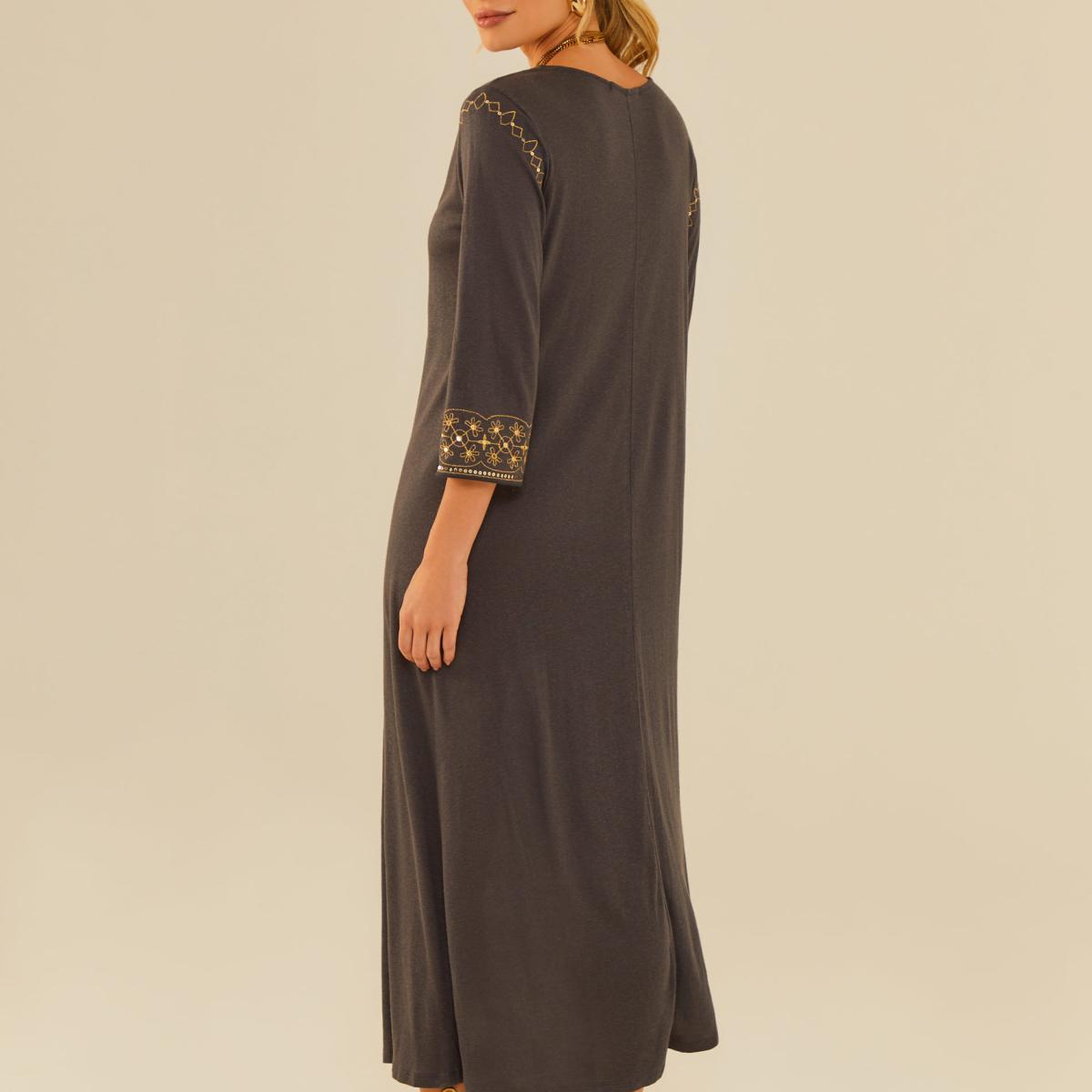 Vestido Midi Bordado Ouro Vestido Midi Bordado Ouro