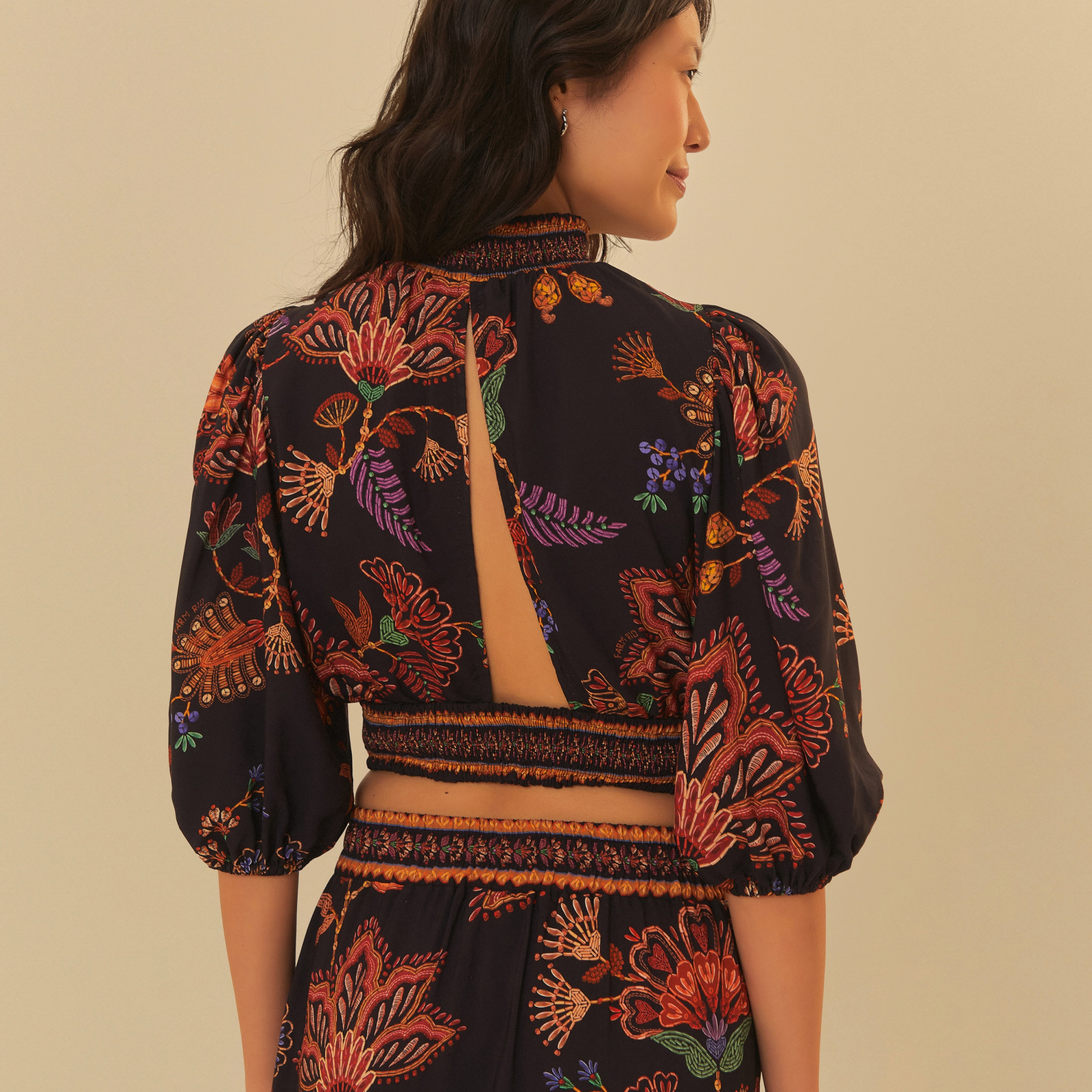 Blusa Com Manga Estampada Floral Valentina