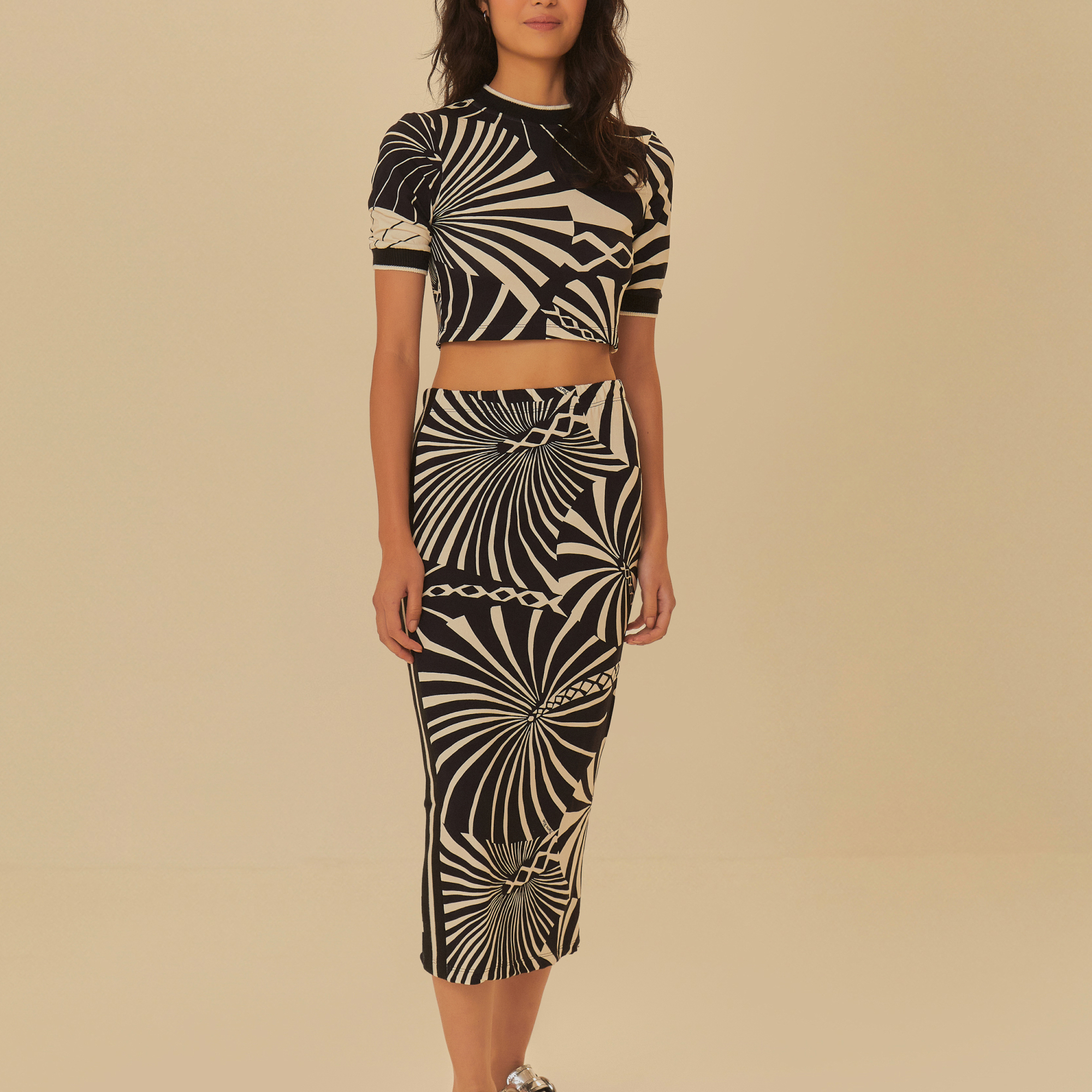 Blusa Retilínea Estampada Coqueiro Gráfico