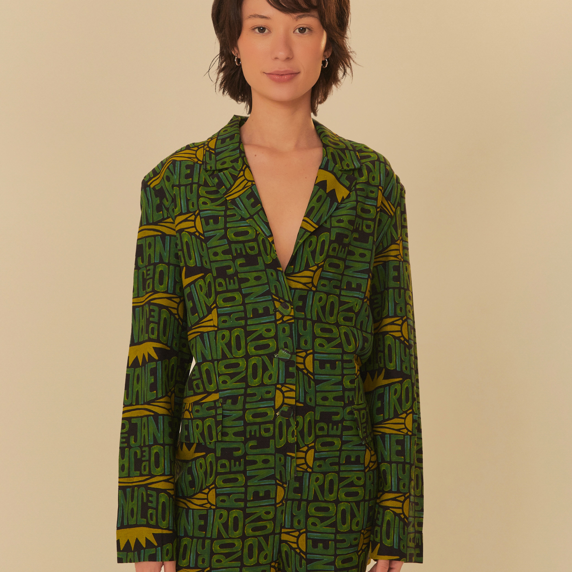 Macaquinho Blazer Estampado Cidade Maravilhosa