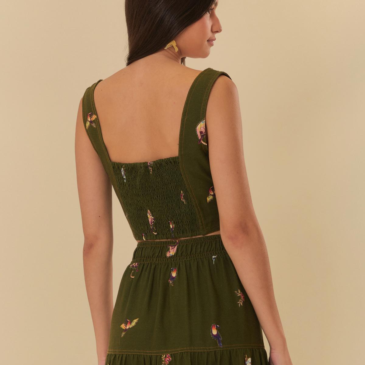 Blusa Botões Estampada Na Selva