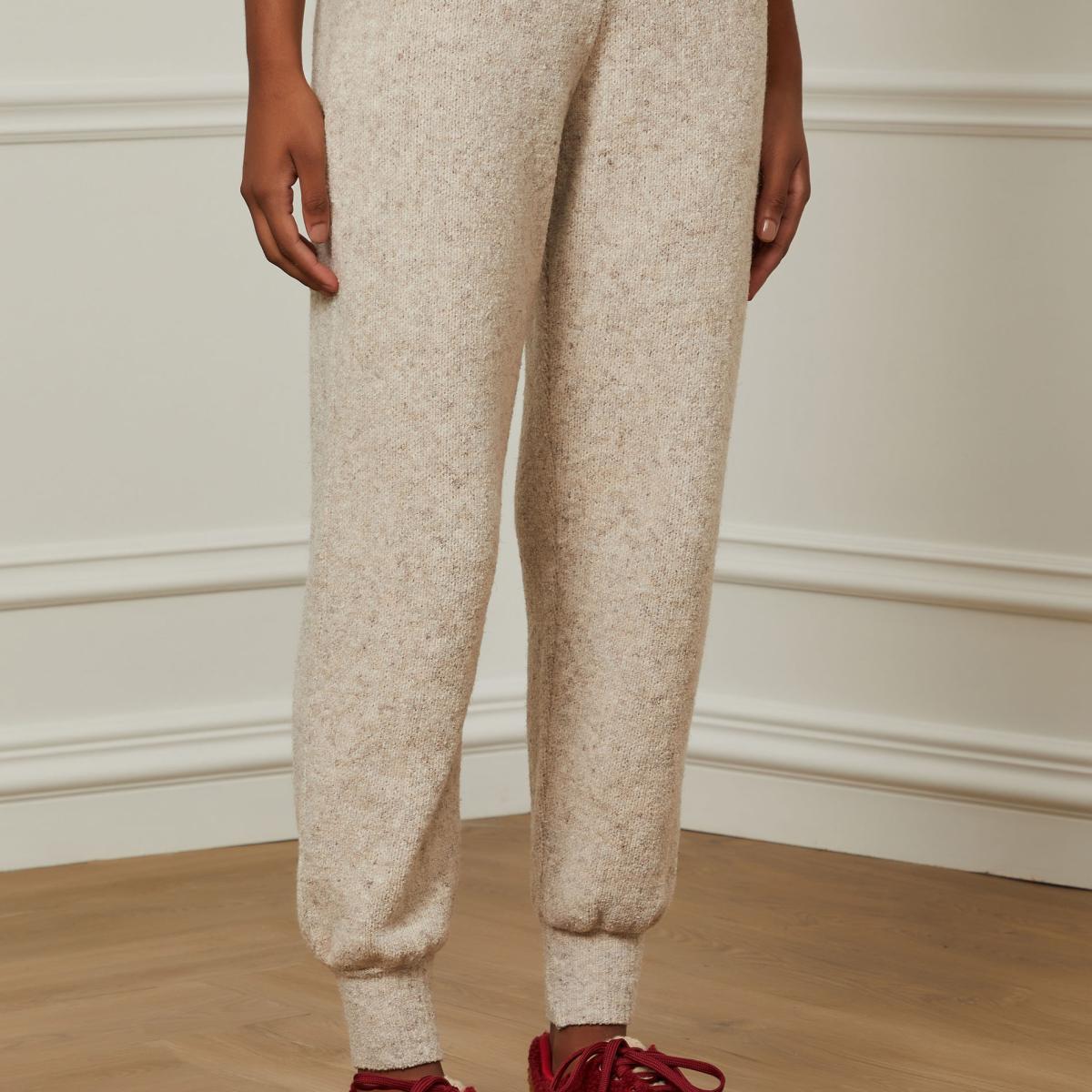 Calca De Tricot Jogging Bege Manha