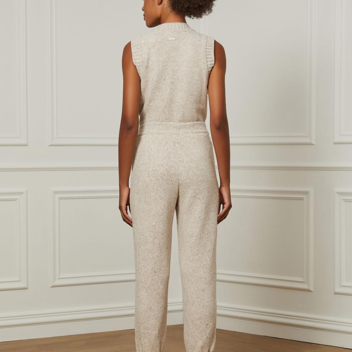 Calca De Tricot Jogging Bege Manha