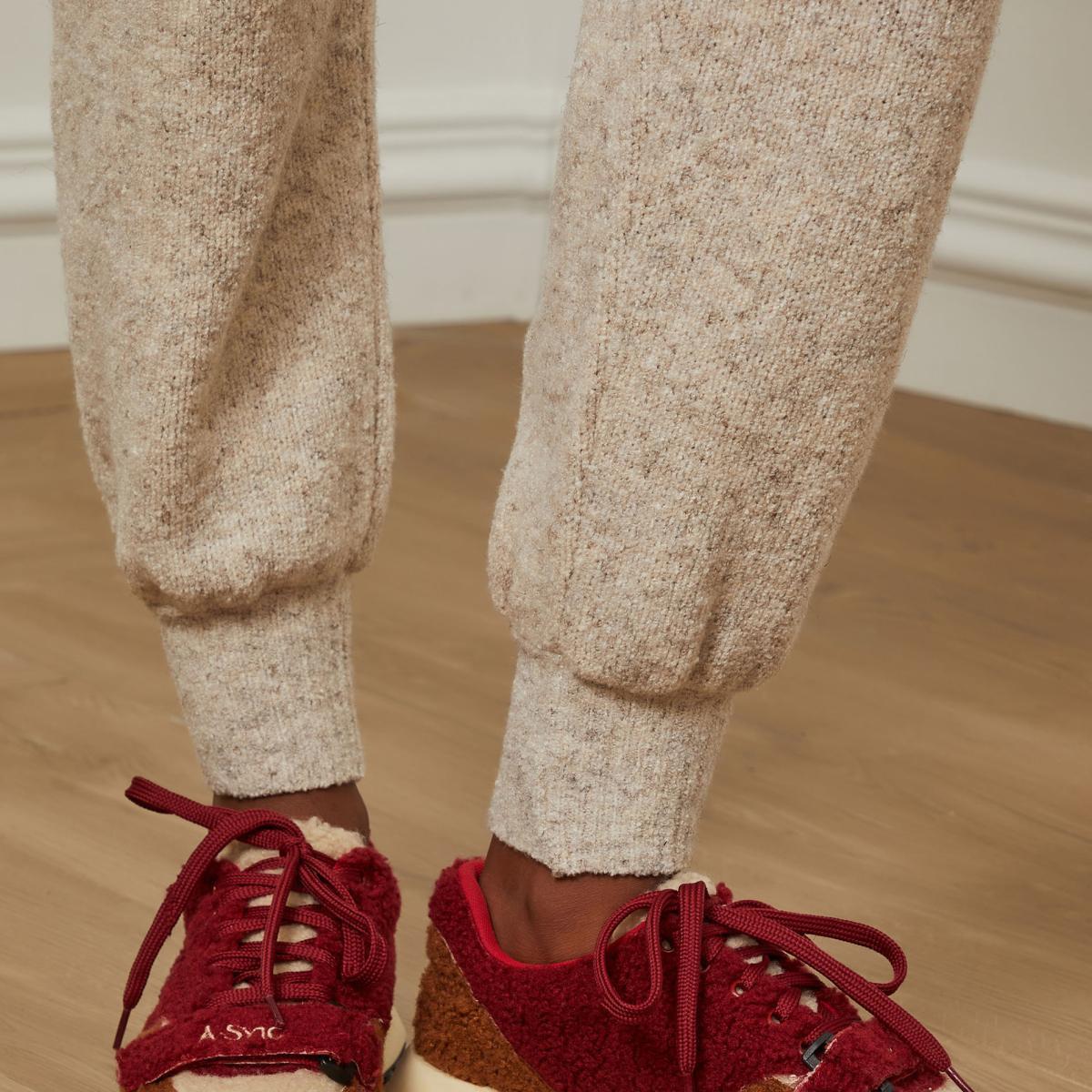 Calca De Tricot Jogging Bege Manha
