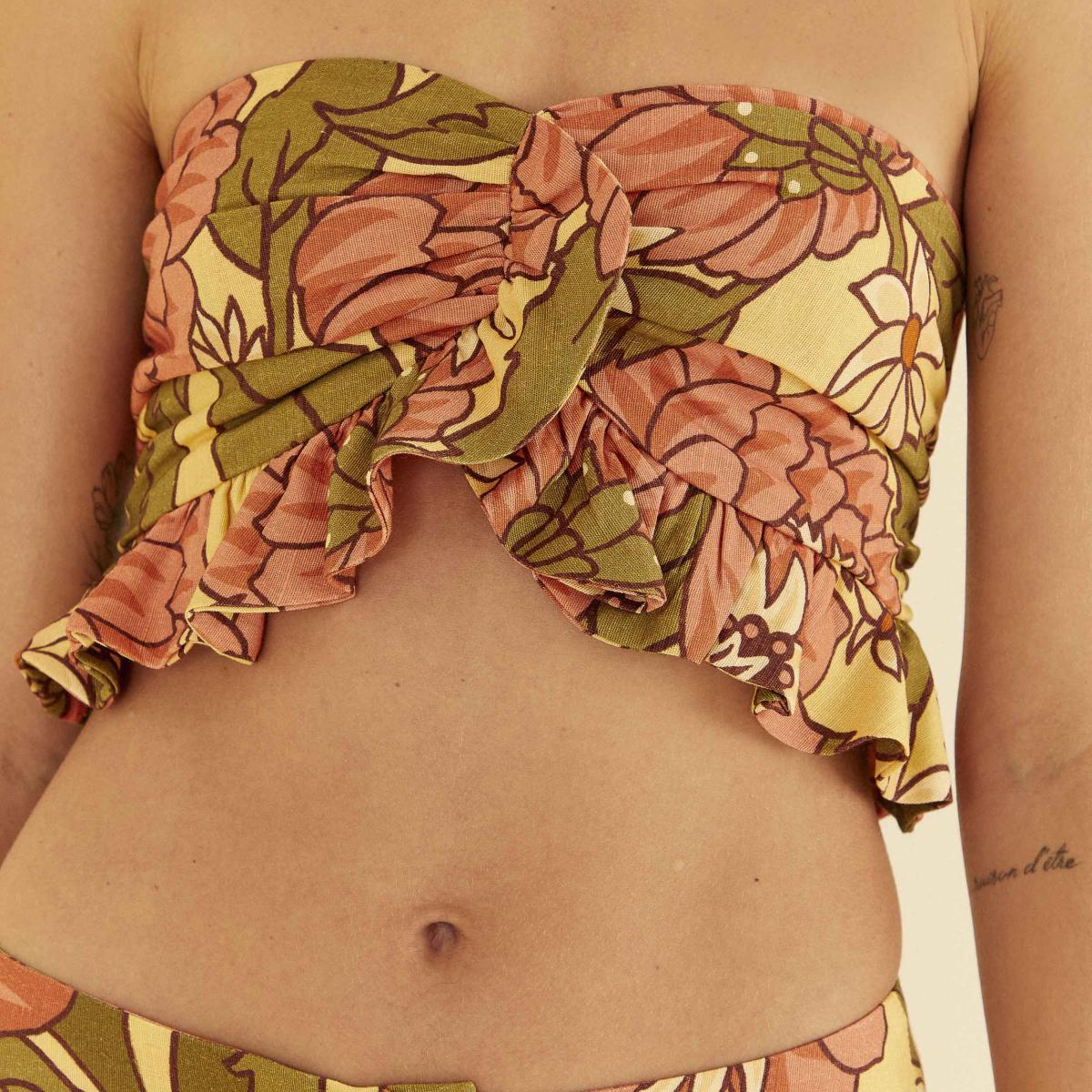 Top Babado Estampado Floral Lindeza