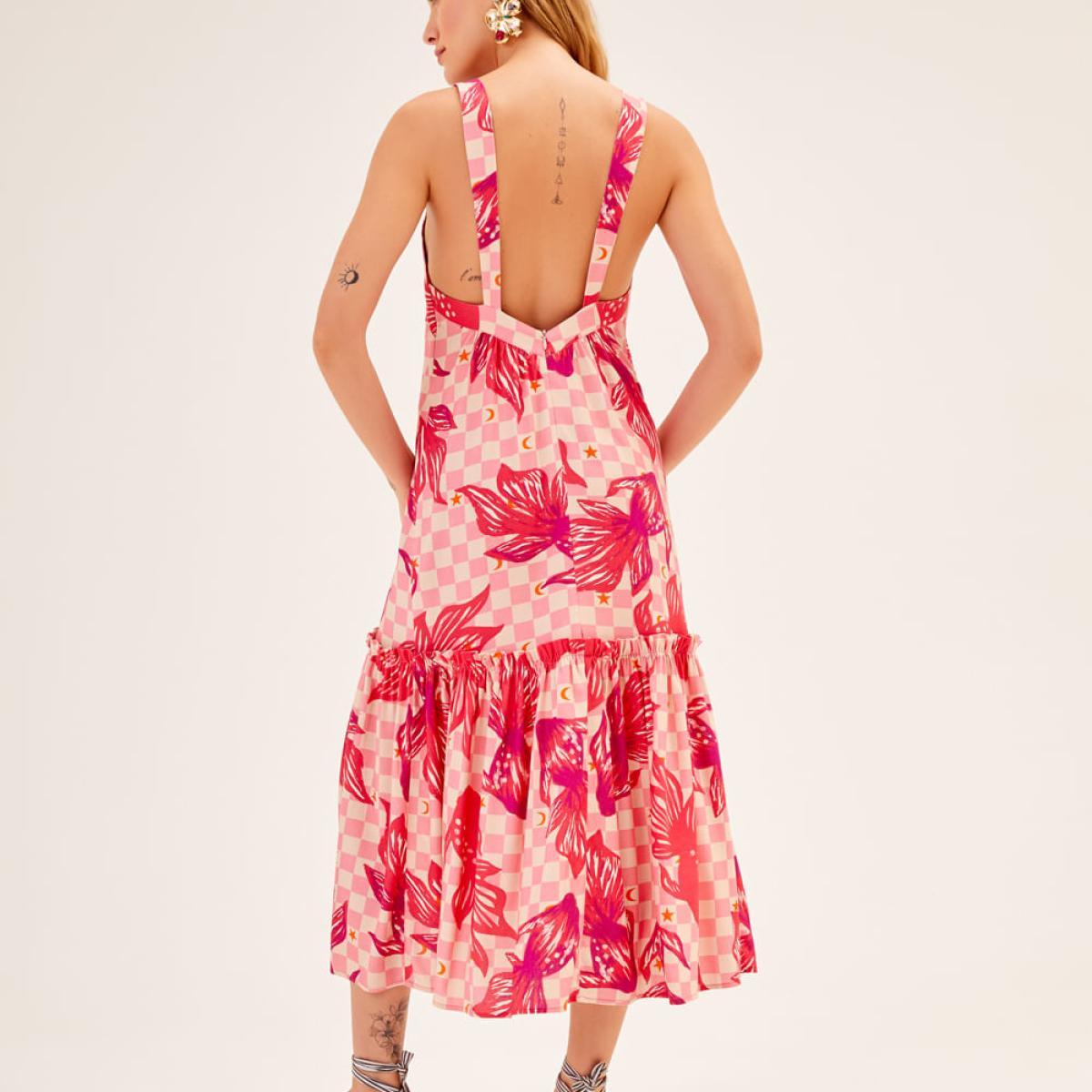 Vestido Estampa Piscina Flamingo
