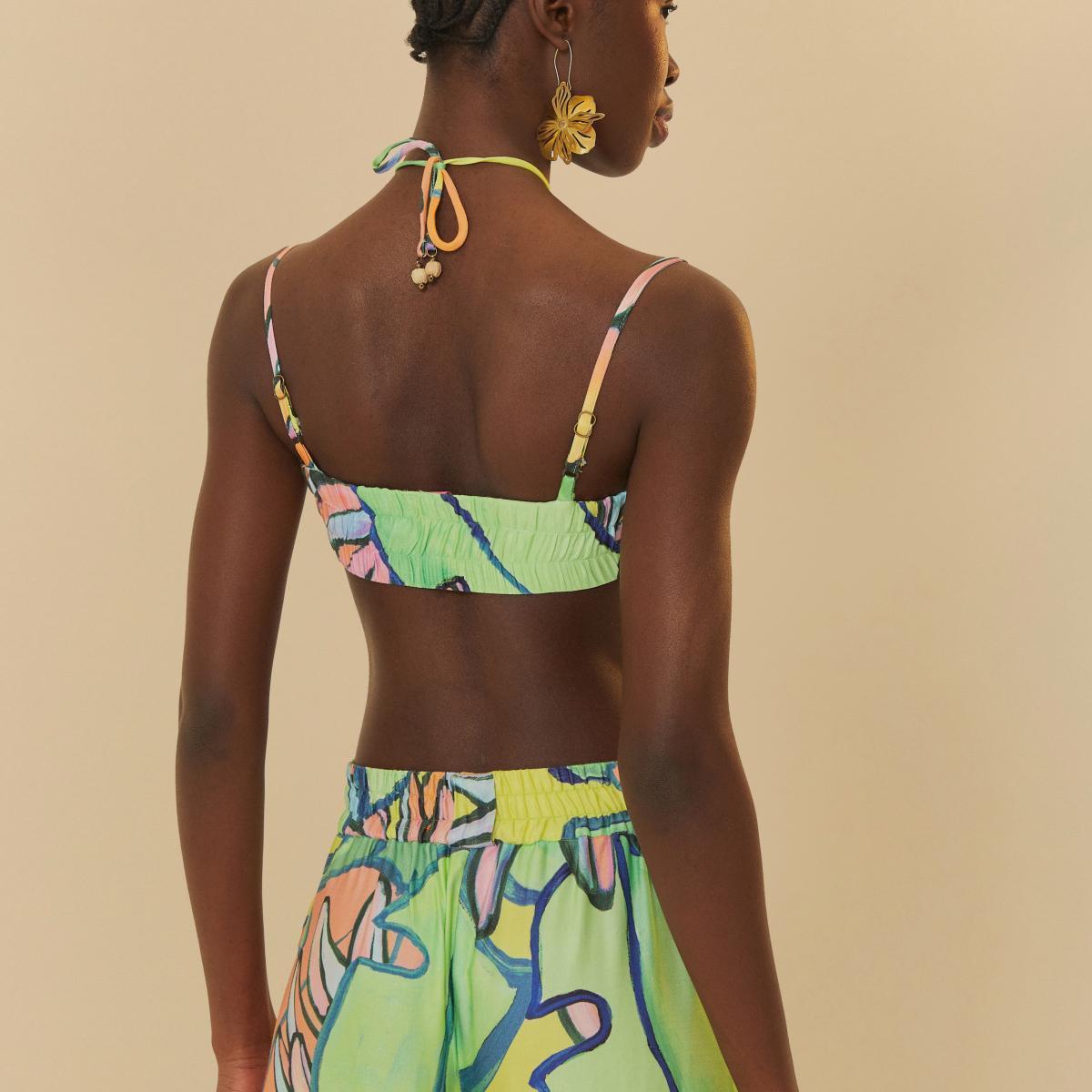 Top Franzido Estampado Banana Flora
