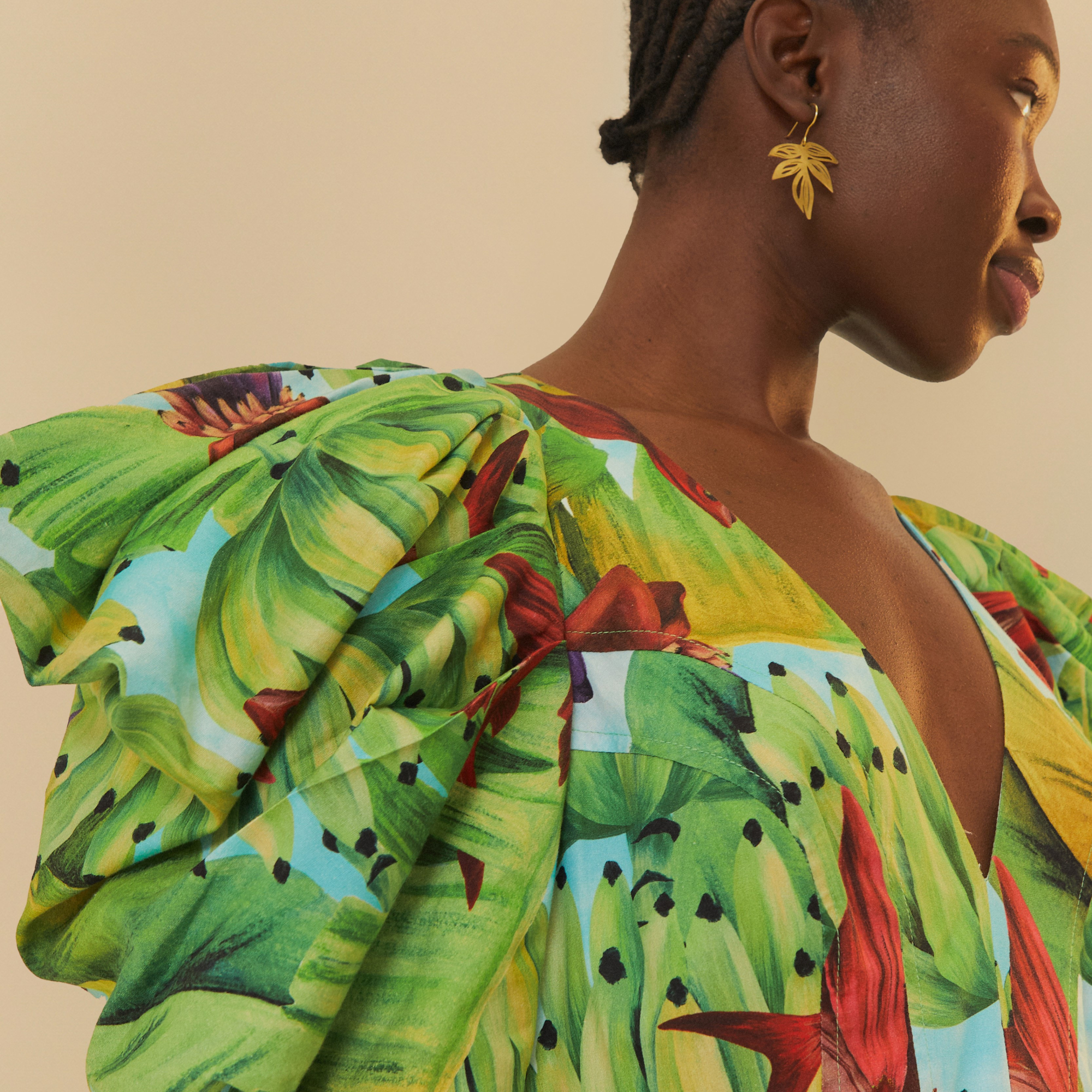 Vestido Midi Estampado Banana D'Água