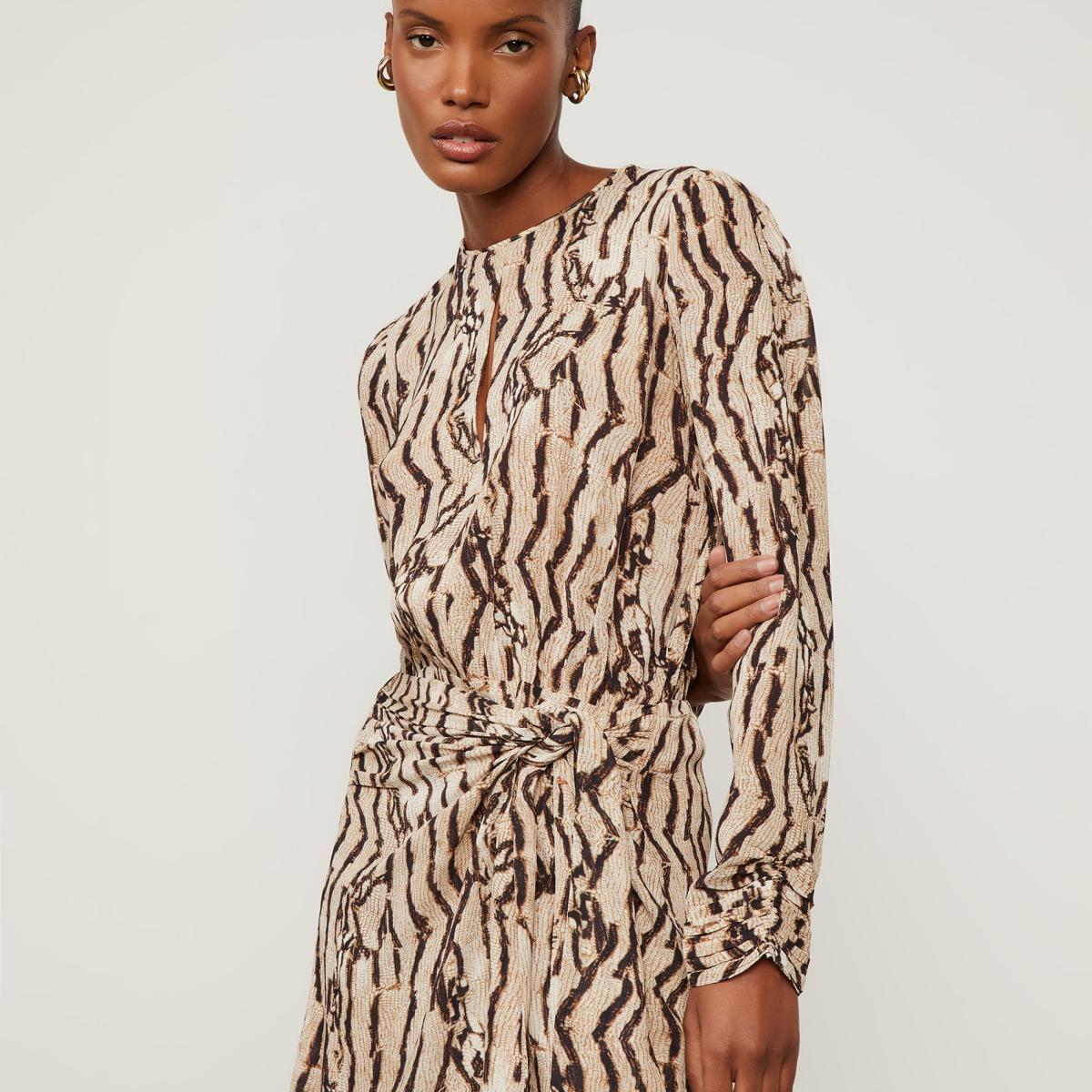 Vestido De Georgette Curto Com Amarração Estampado