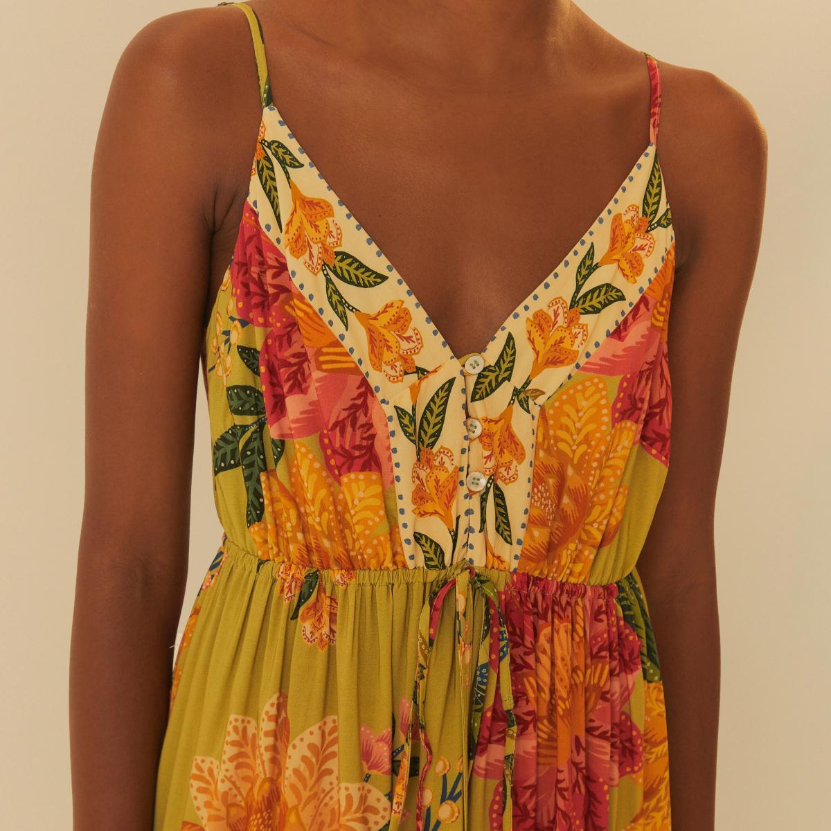 Vestido Longo Estampado Arara Em Flor Vestido Longo Estampado Arara Em Flor