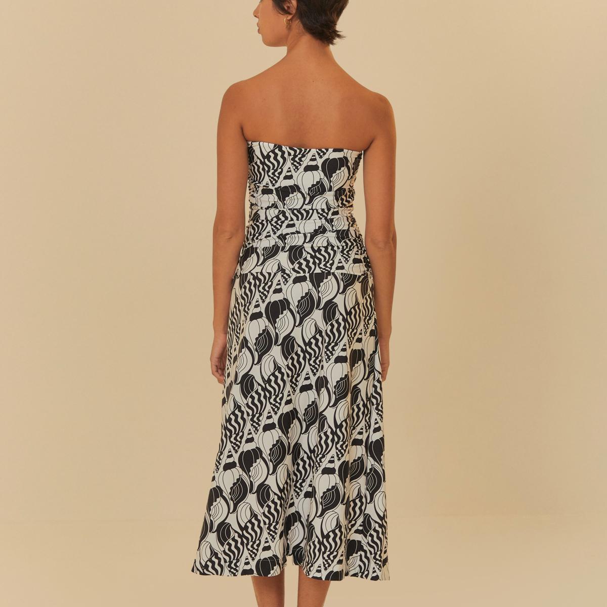 Vestido Midi Estampado Concha Do Mar