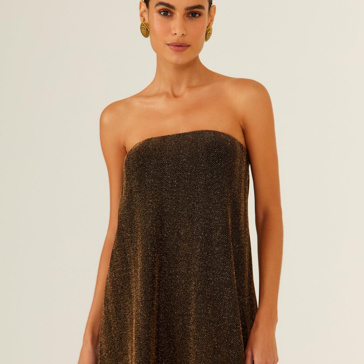 Blusa Sem Alça Malha Lurex