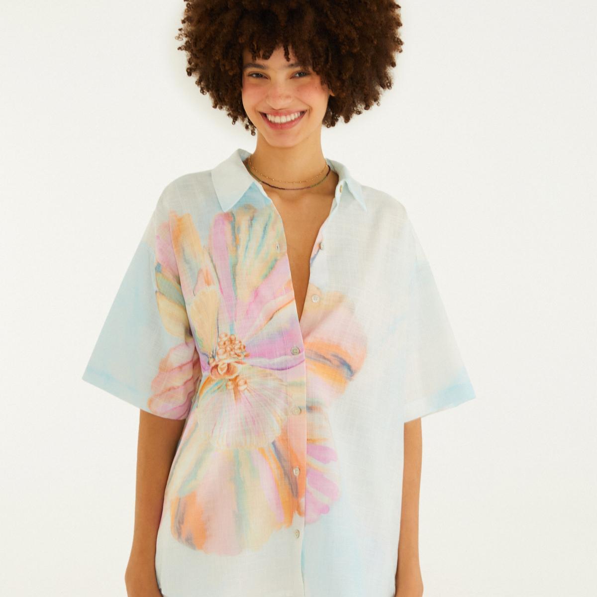 Camisa Estampada Pérola Do Mar