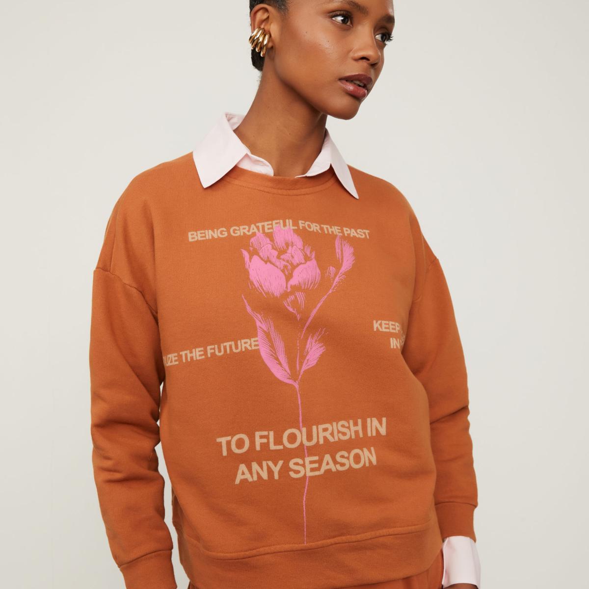 Casaco De Moletom Marrom Silk Urban Flora Casaco De Moletom Marrom Silk Urban Flora