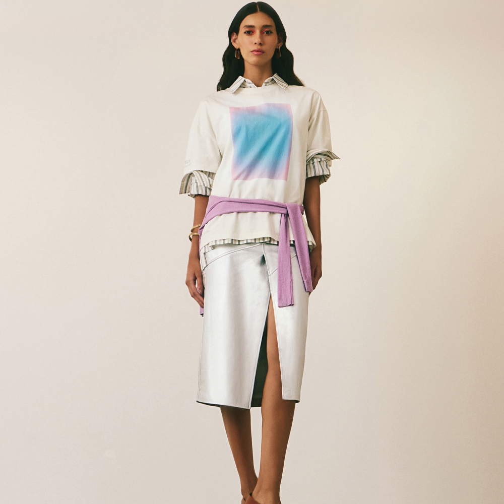 T-Shirt De Malha Off White Silk Furcolin Color Fields