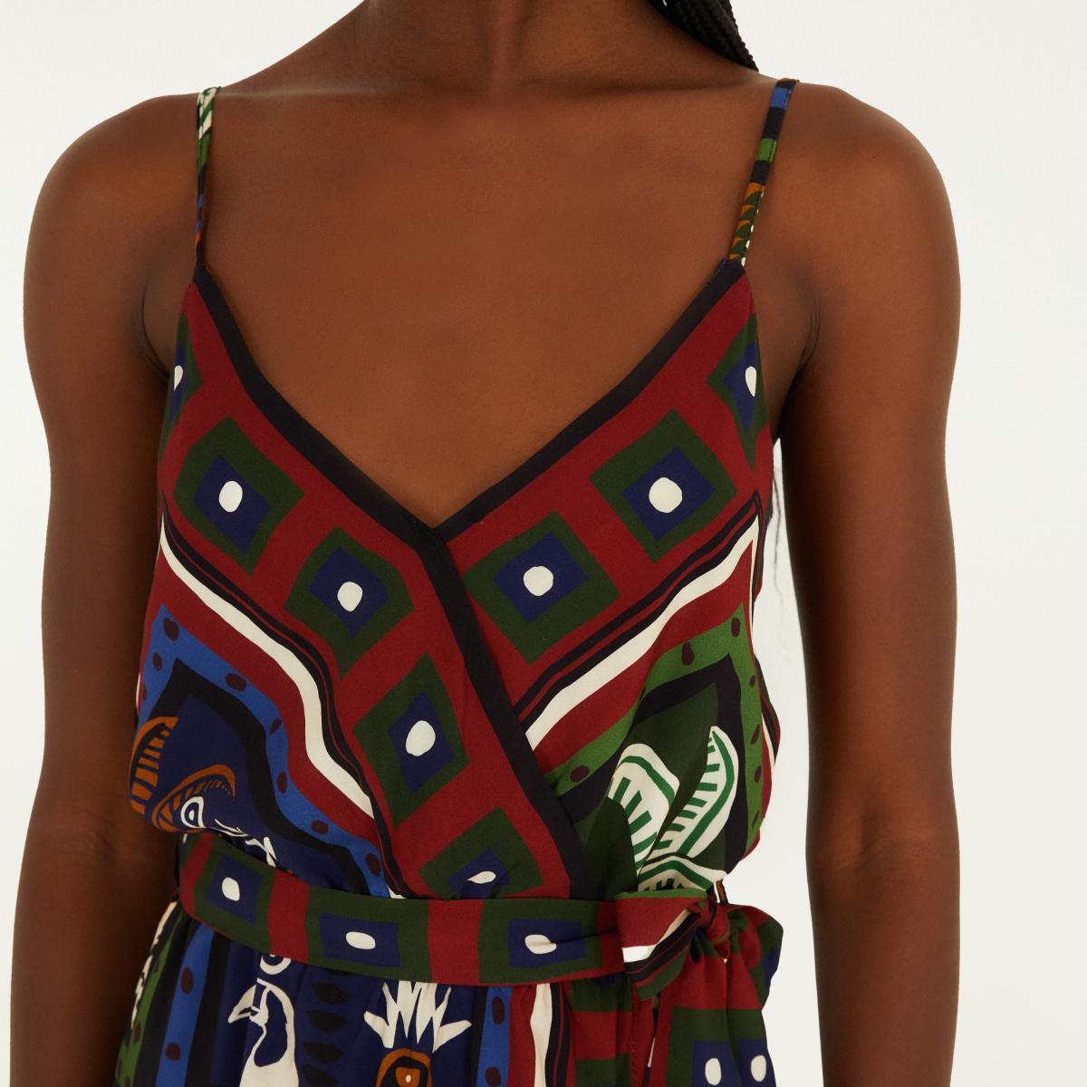 Vestido Curto Estampado Lenço Tropi