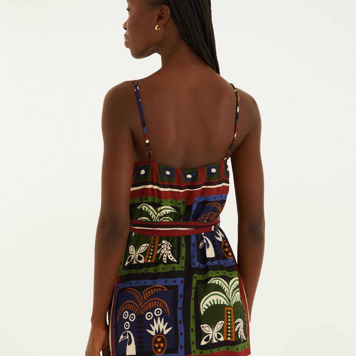 Vestido Curto Estampado Lenço Tropi
