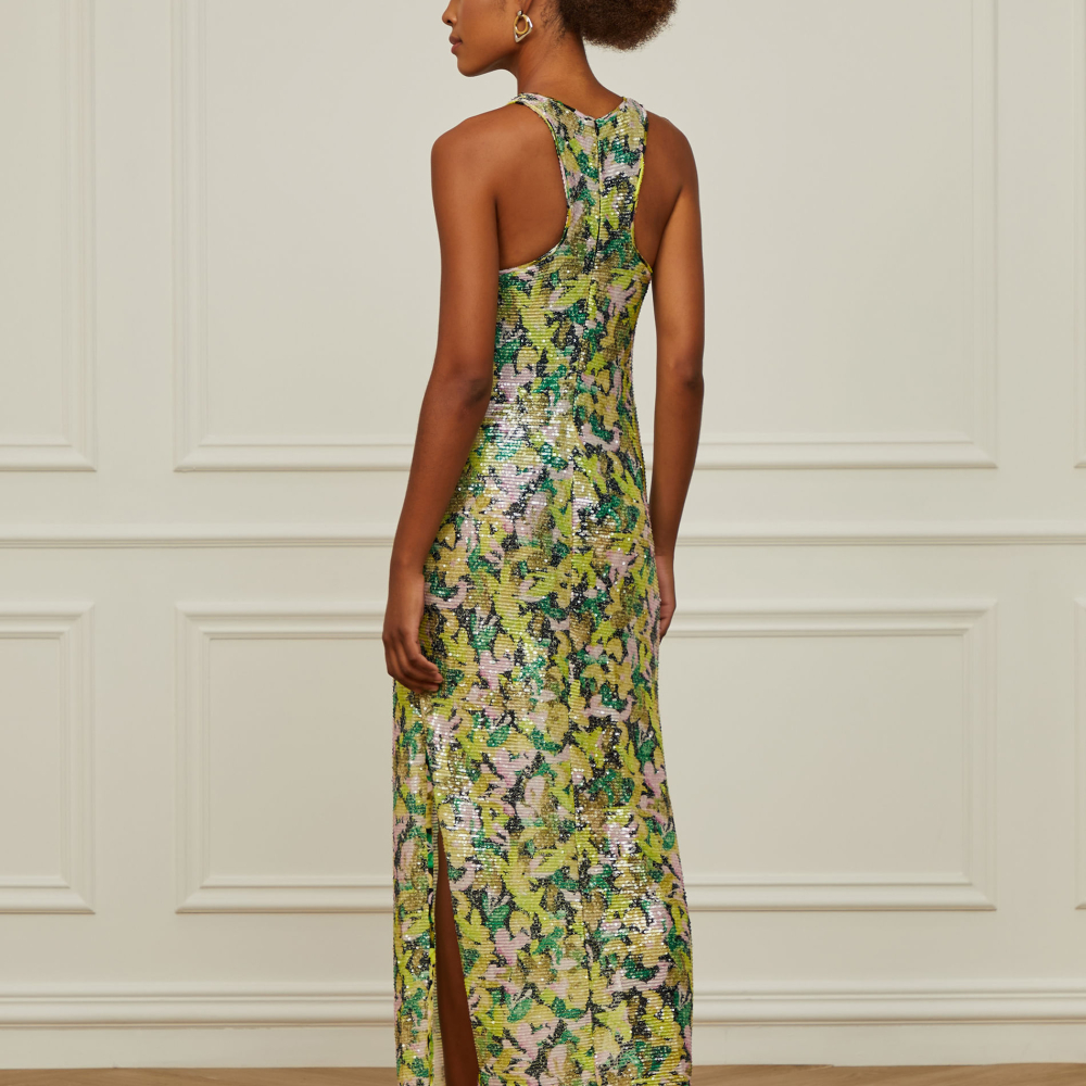 Vestido De Paete Com Decote Nadador Estampa Floral Peggy