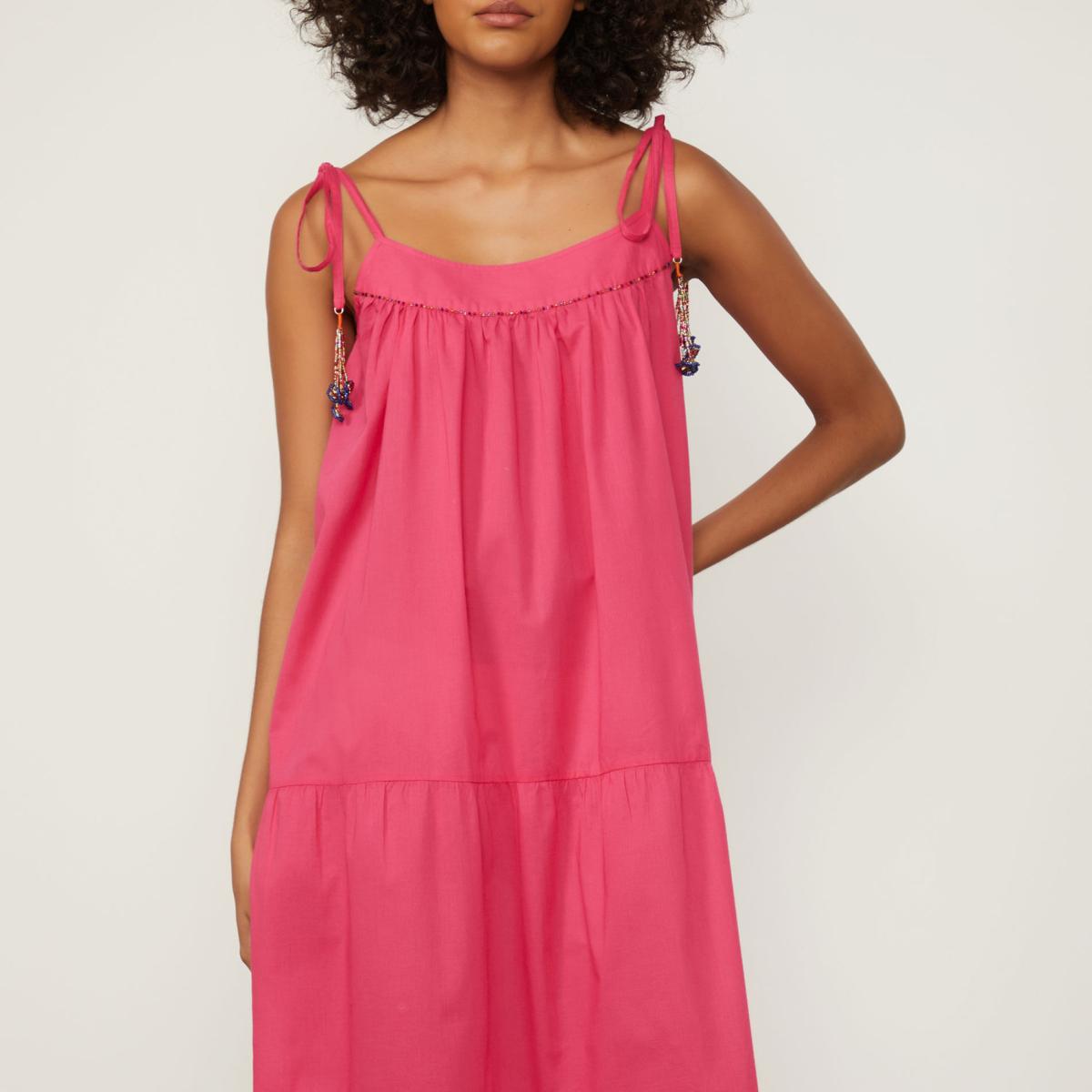 Vestido Regata De Voil Longo Detalhe Miçanga