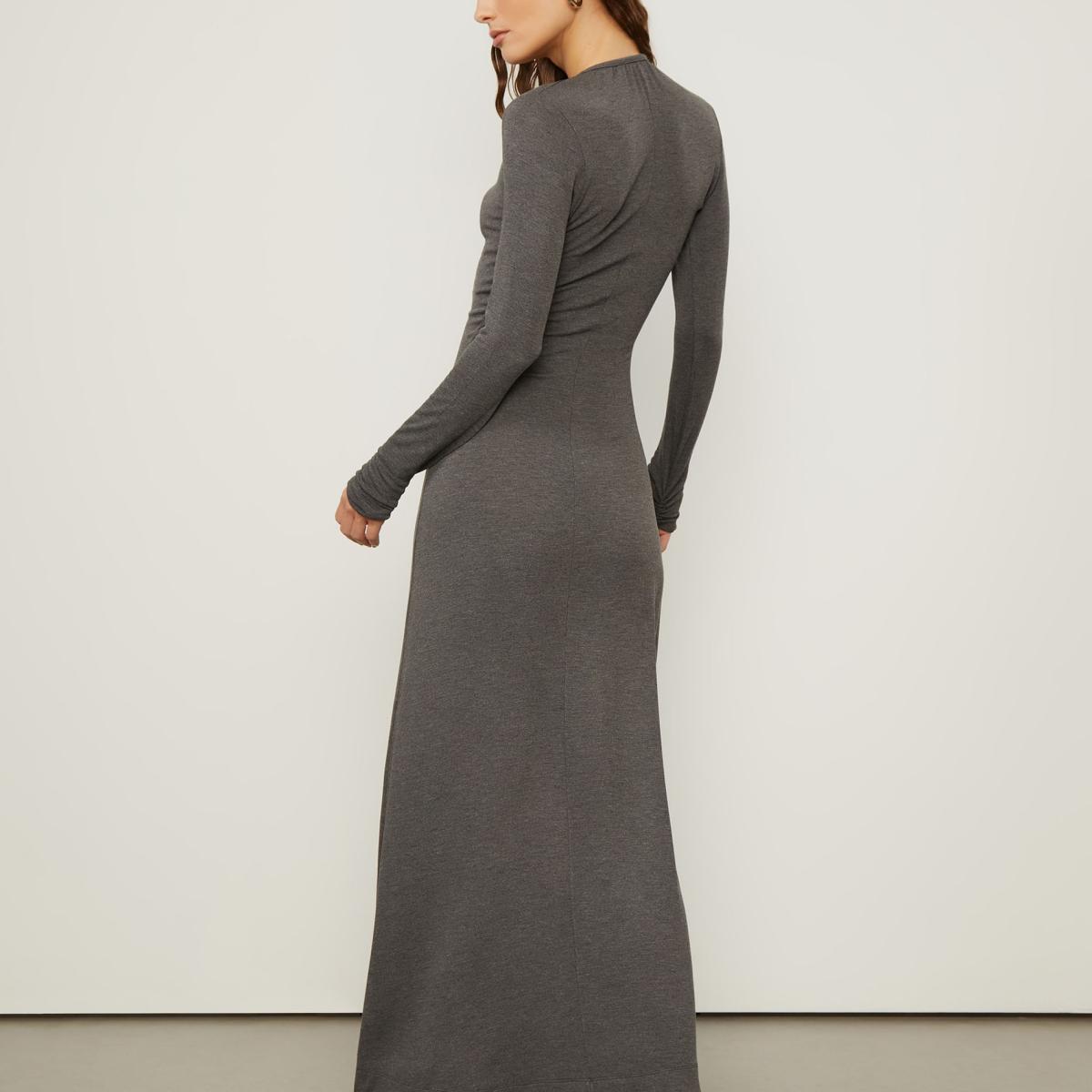 Vestido Midi Decote Franzido Mescla