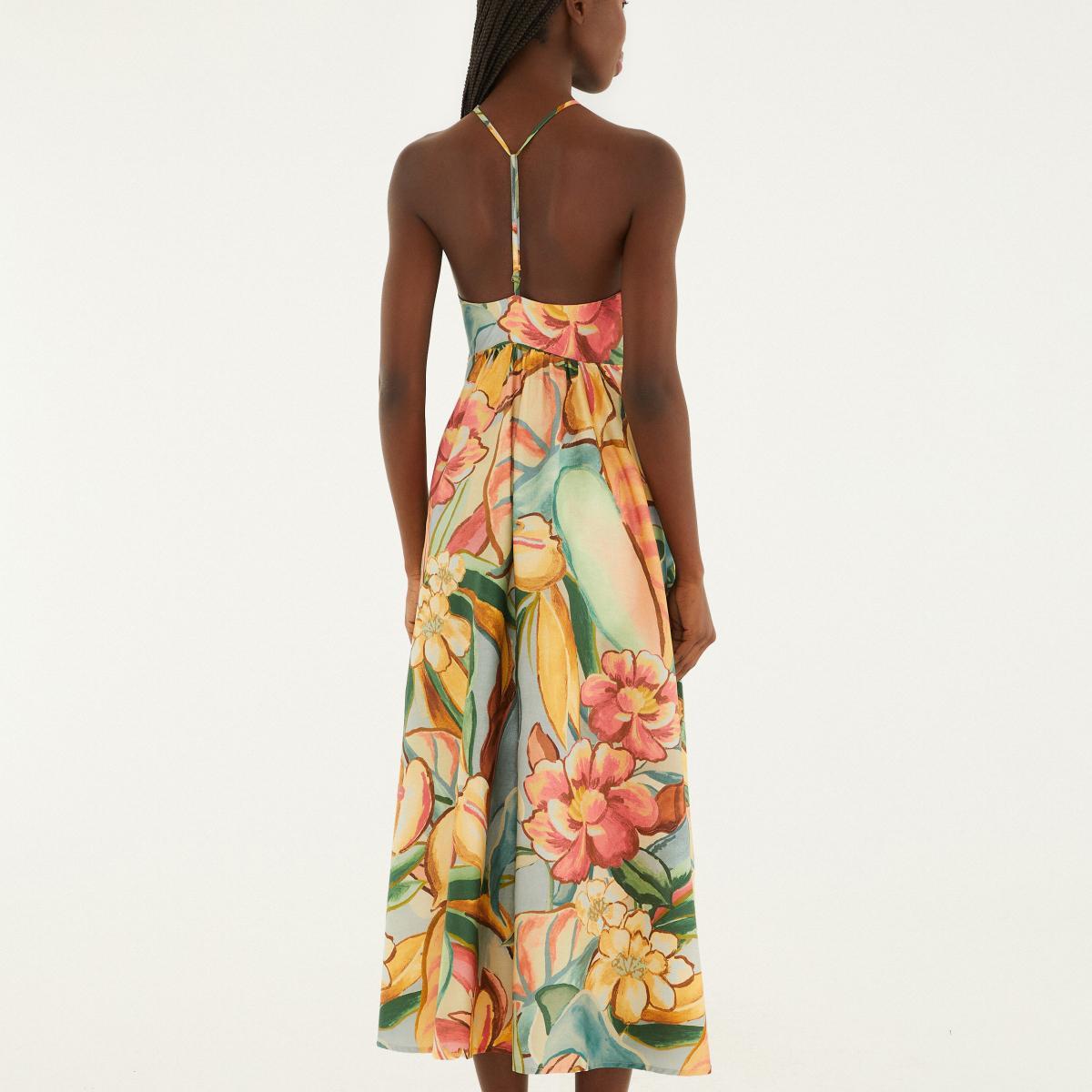 Vestido Estampado Folhagem De Inverno