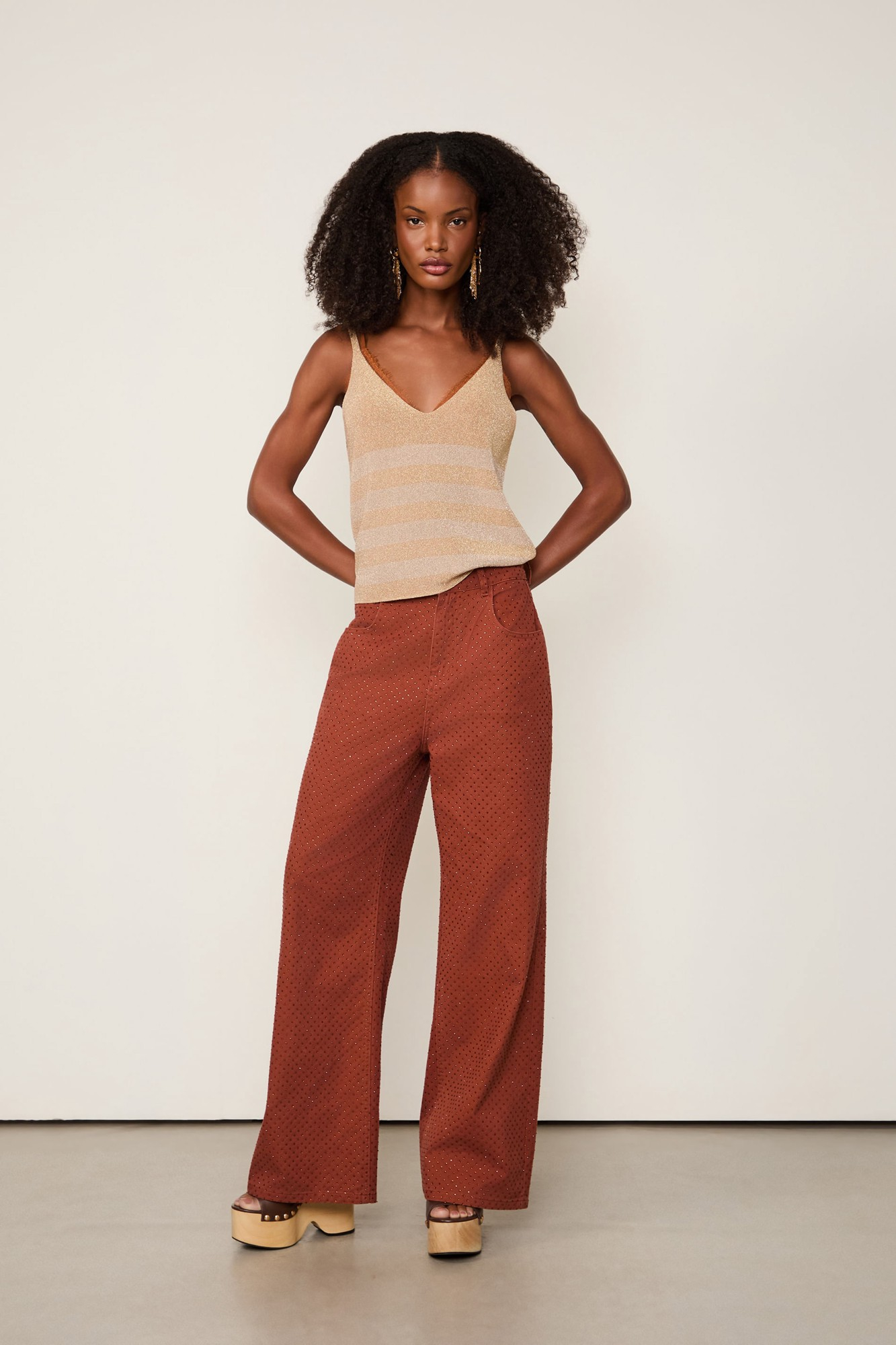 Regata Básica De Tricot Com Lurex Listra Bicolor