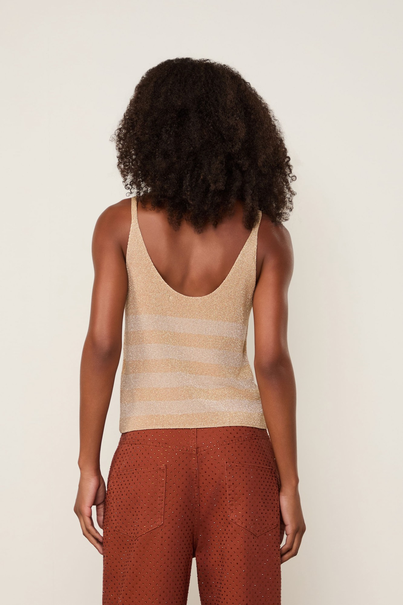 Regata Básica De Tricot Com Lurex Listra Bicolor