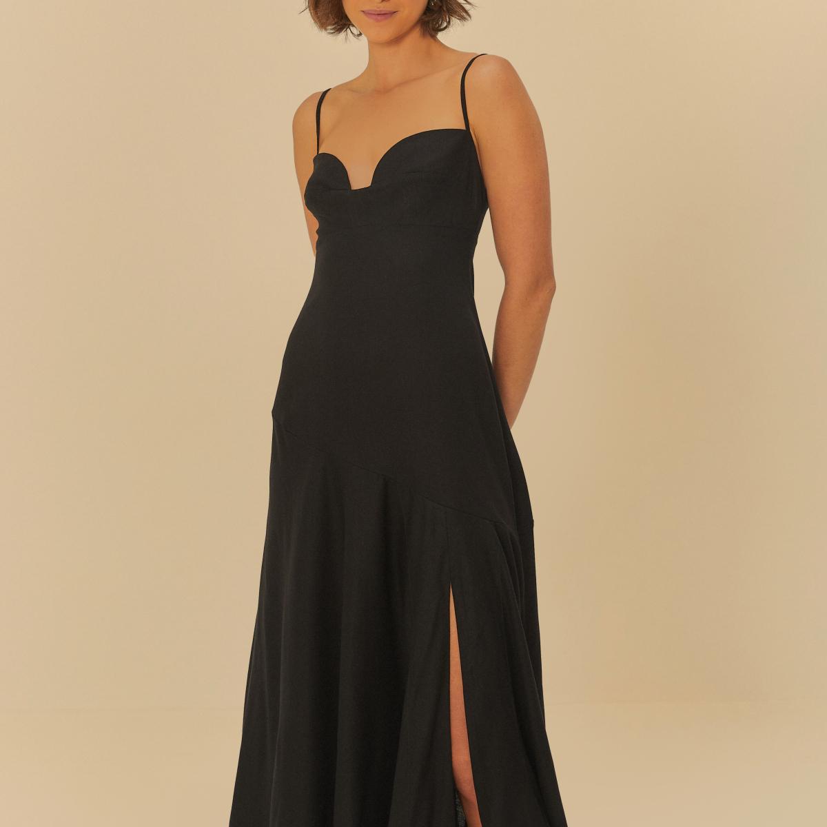 Vestido Alcinhas Fenda Frente