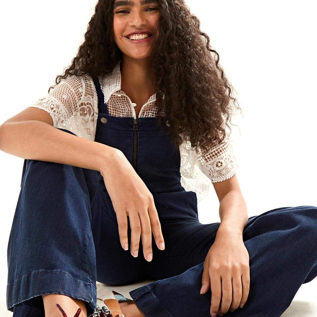 Jardineira Flare Ziper Denim