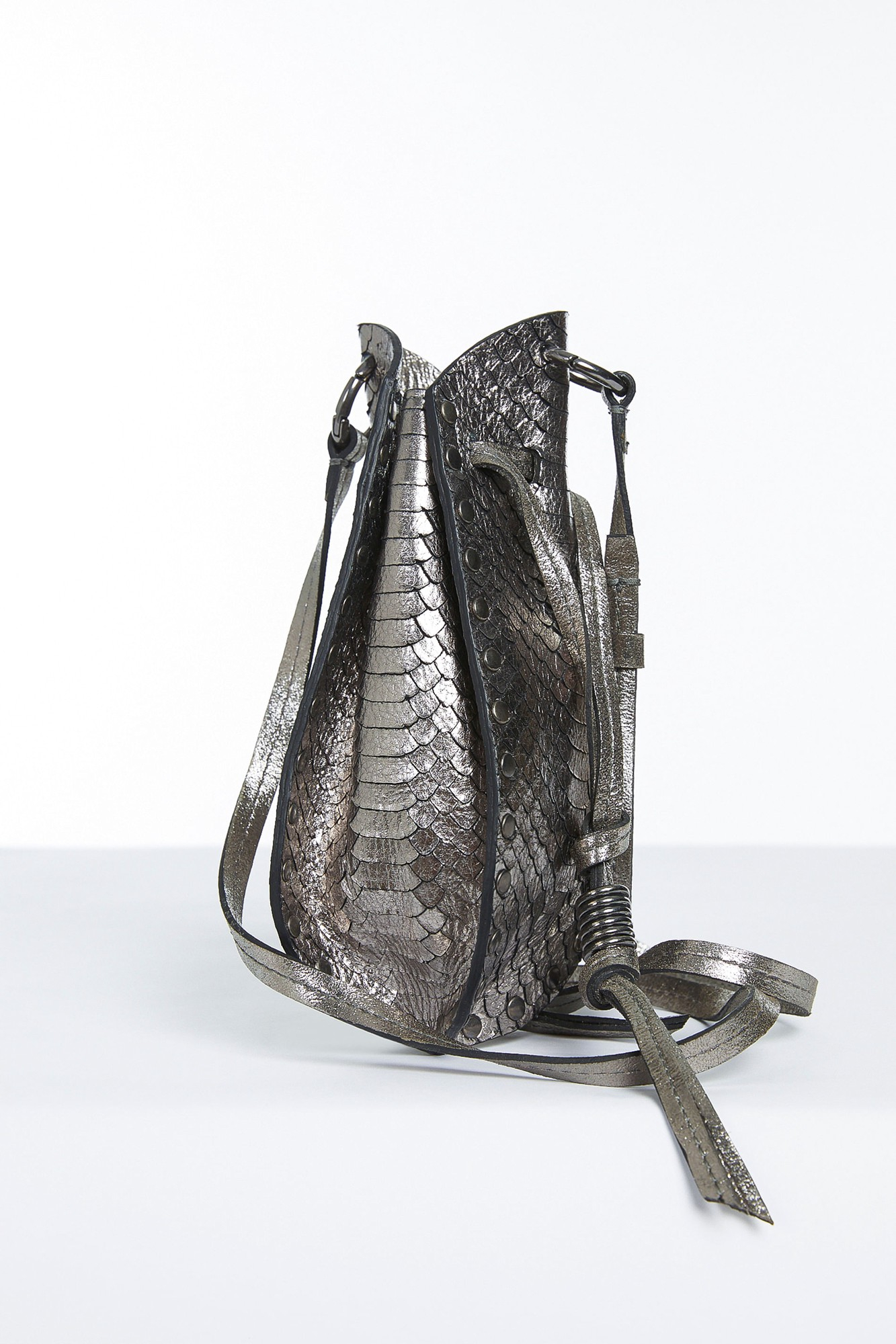 Bolsa Couro Snake Textura Metallic