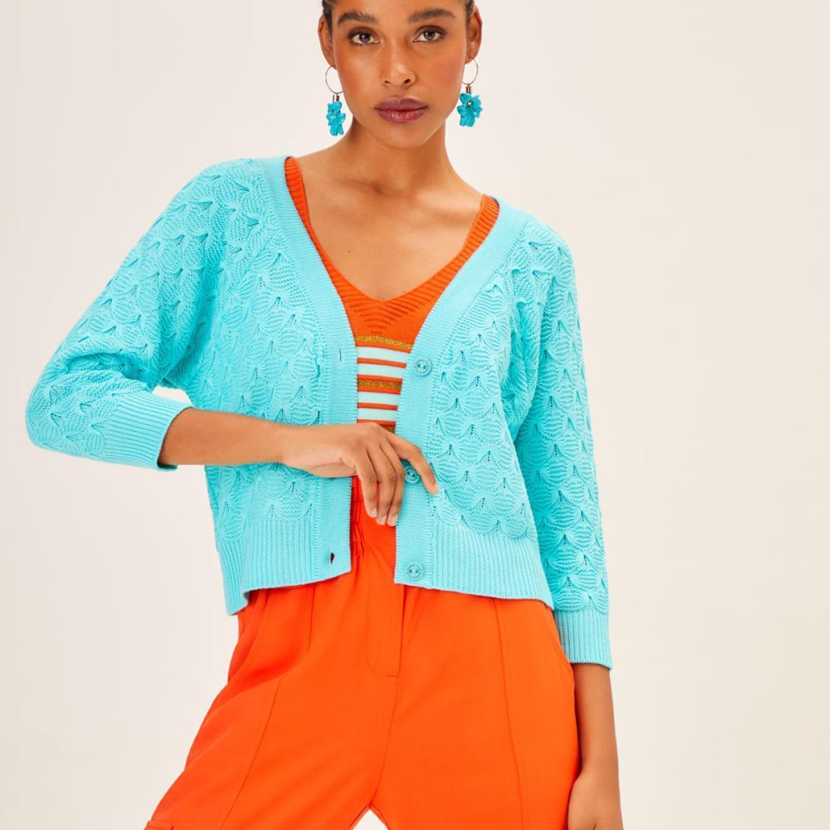 Casaco Tricot Ponto Laco