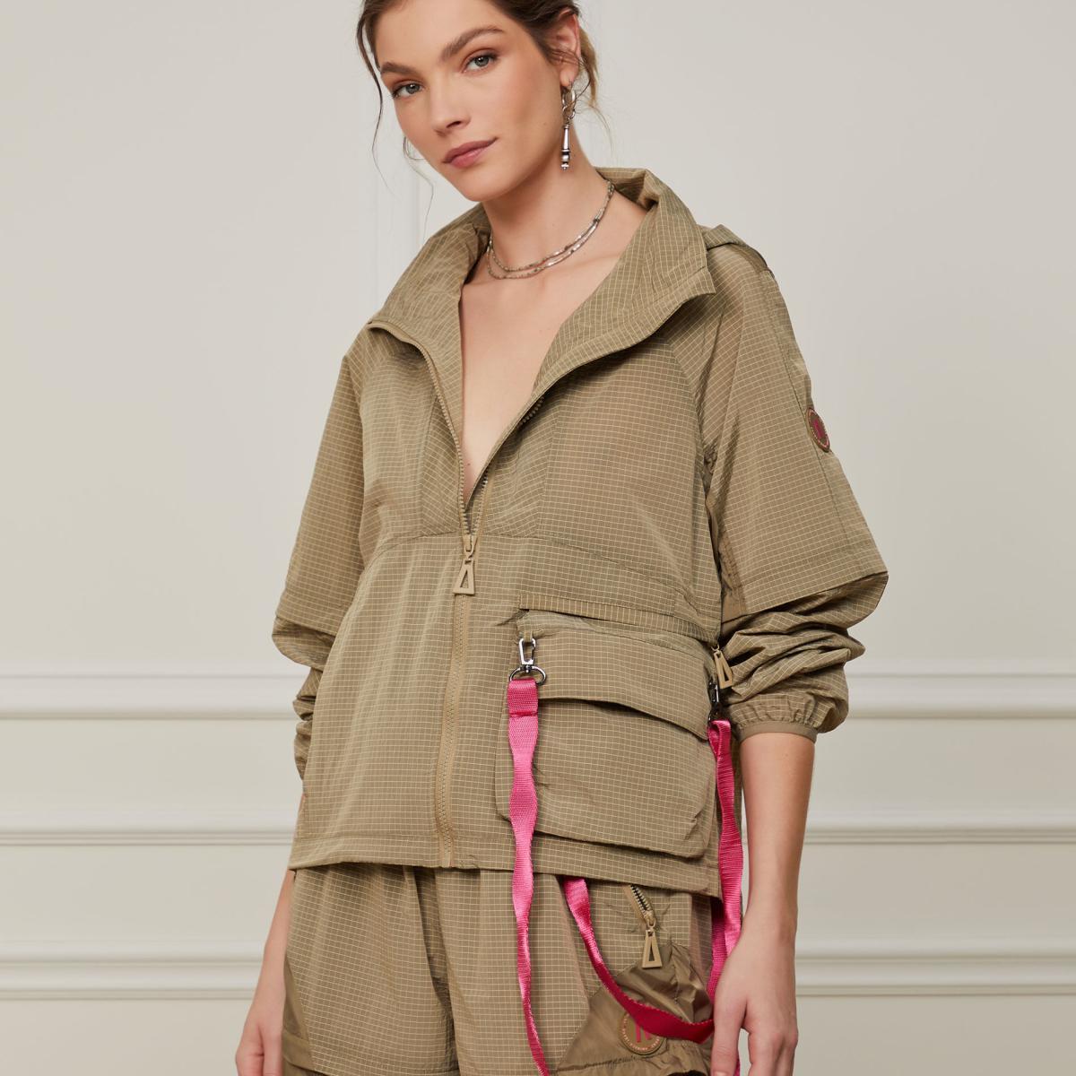 Jaqueta De Nylon Ripstop Com Bolsa