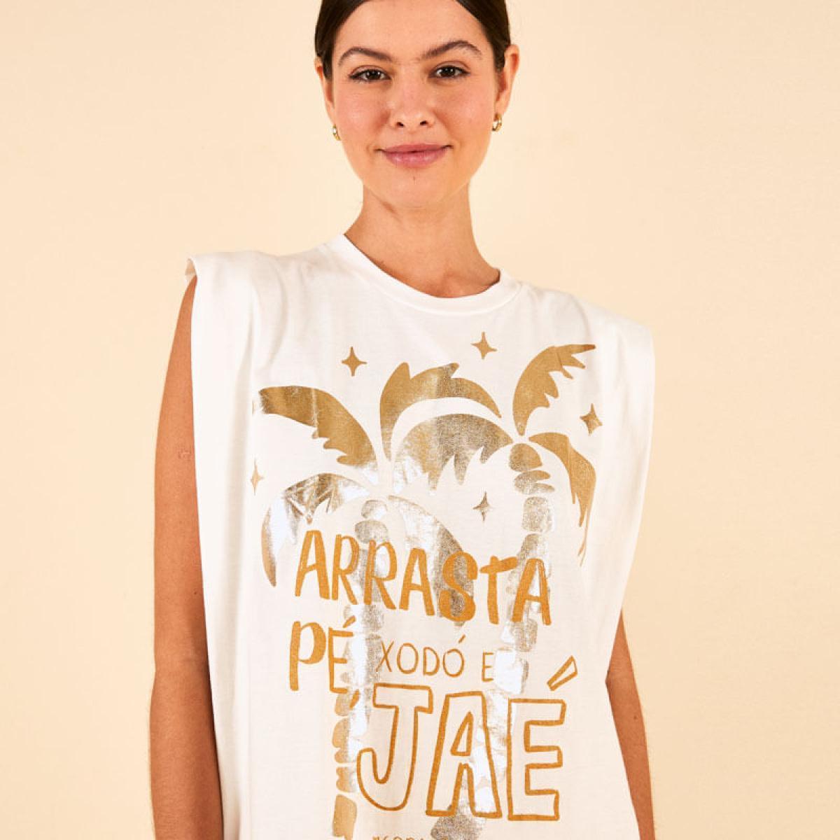 Regata Ombreira Estampada Arrasta Pé