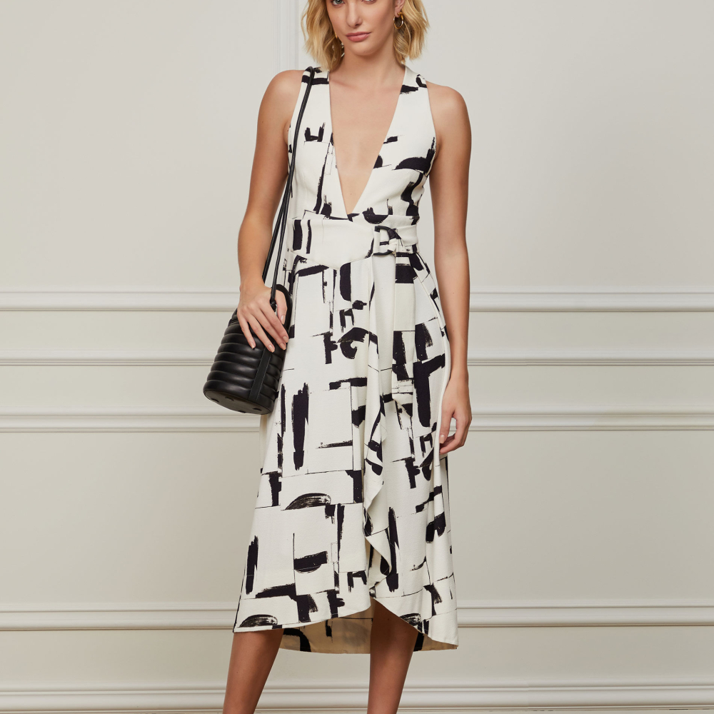 Vestido Estilo Pareo Abstrato