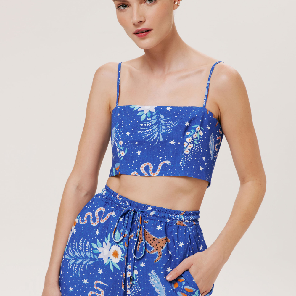 Top Reto Cropped Floral Mistico