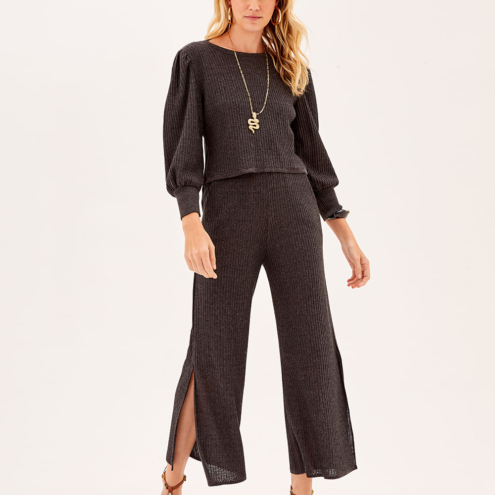 Calça Tricot Listra Com Brilho