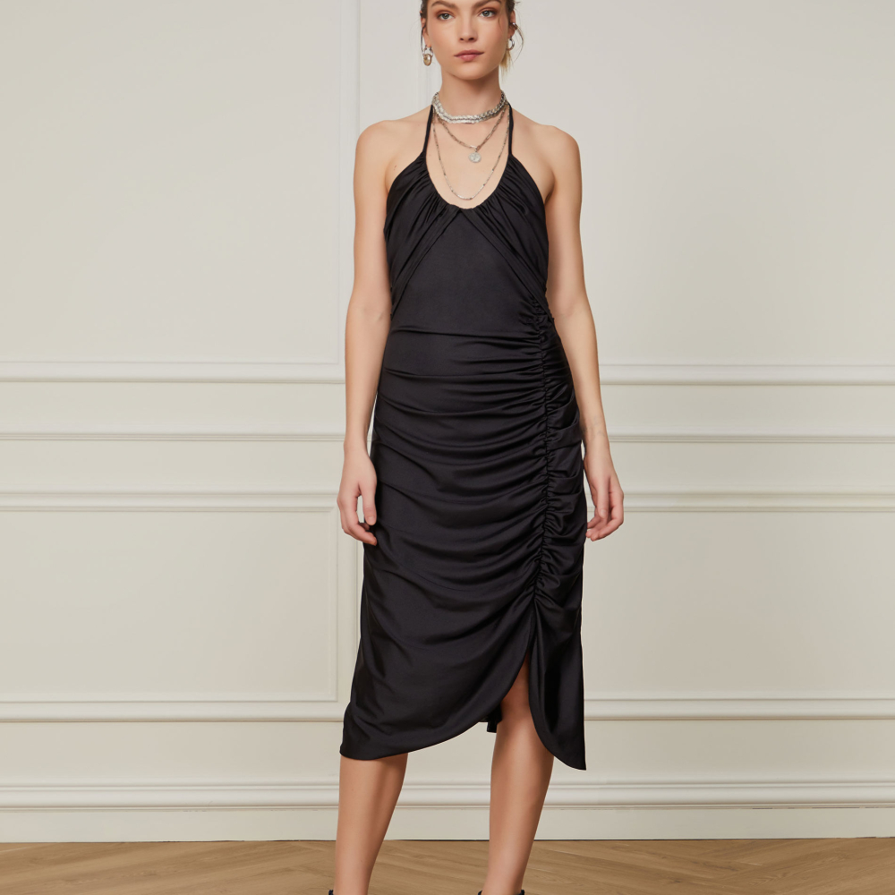 Vestido Midi De Lycra Com Amarração