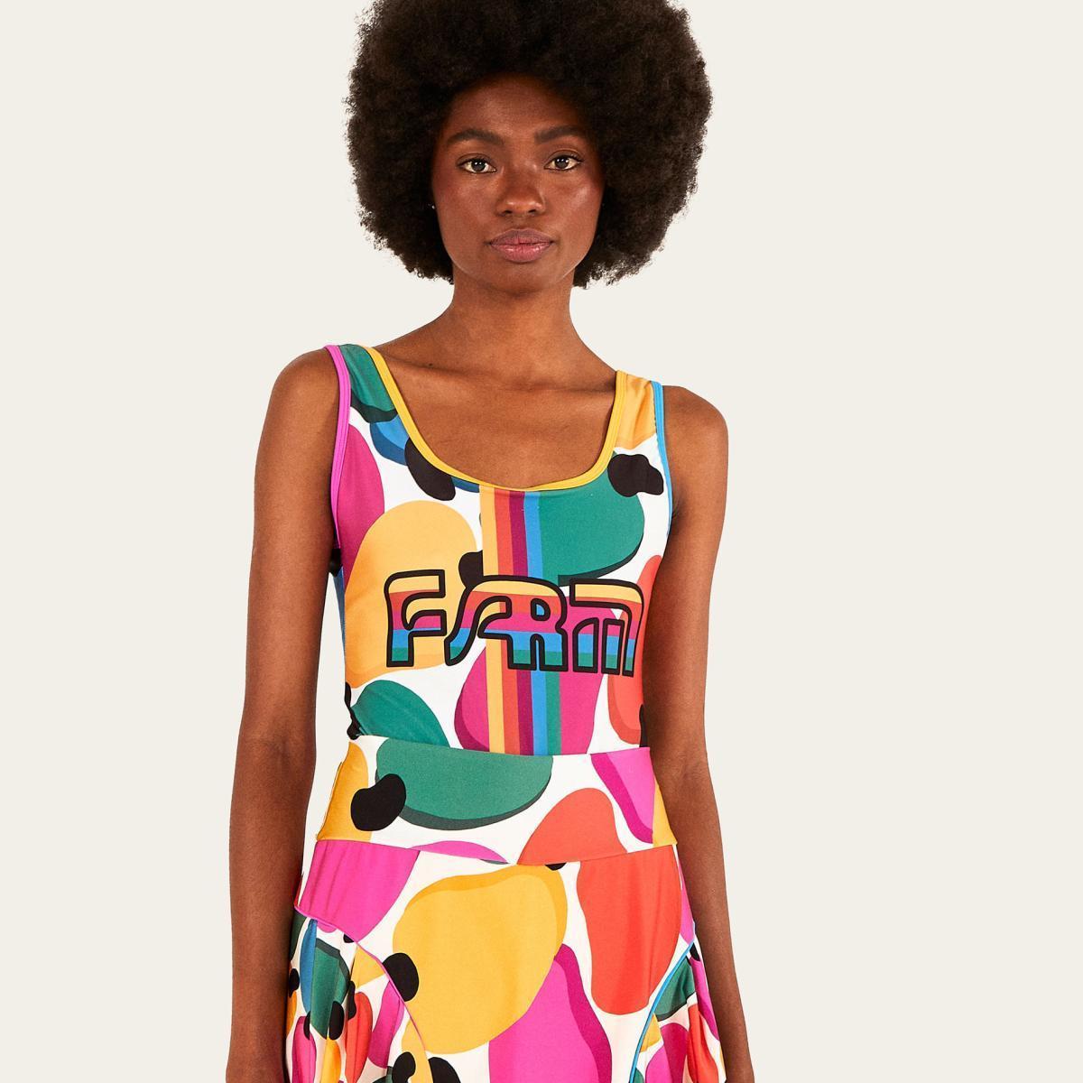 Short Saia Estampado Confete De Caju