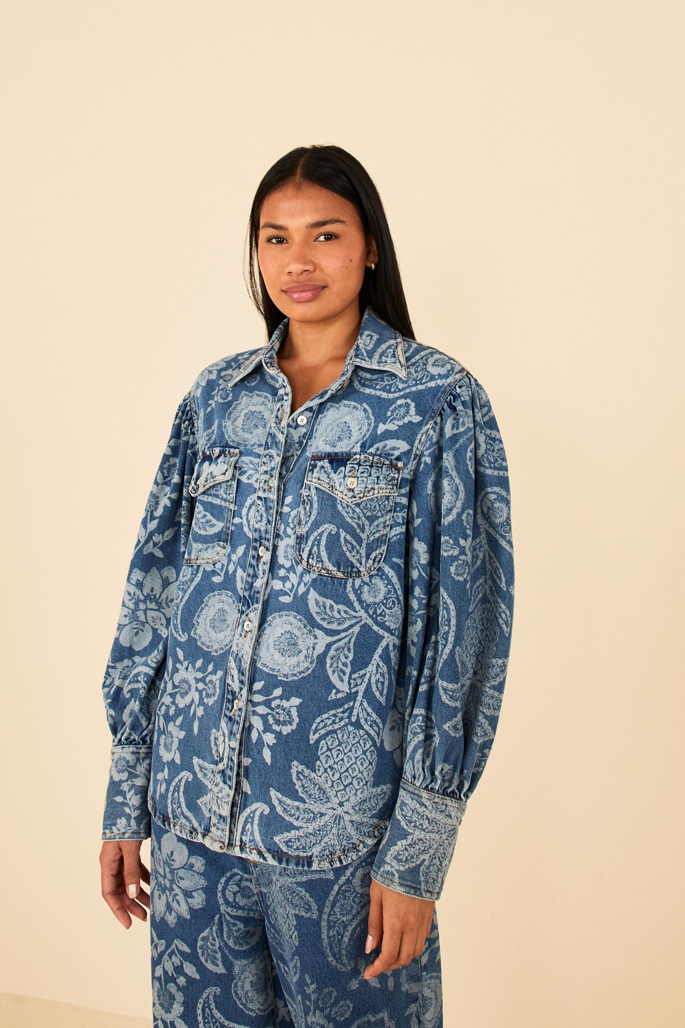 Camisa Jeans Estampada Desejo De Abacaxi