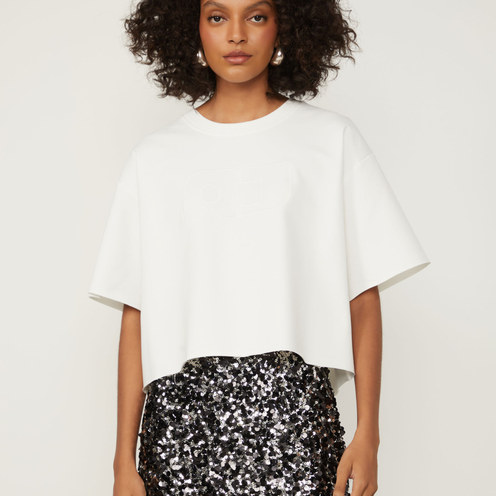 Blusa De Moletom Com Barra a Fio e Logo Bordado