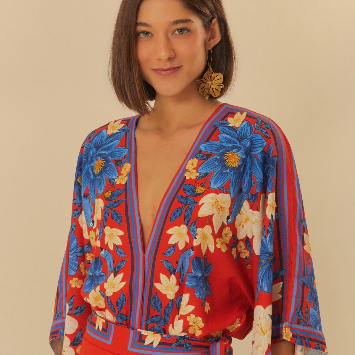 Body Estampado Lenço Ararajuba