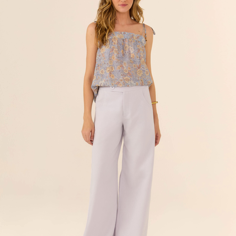 Calça Pantalona Recortes Laterais
