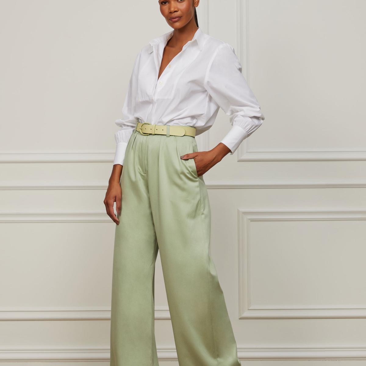 Calça Pantalona Verde De Alfaiataria