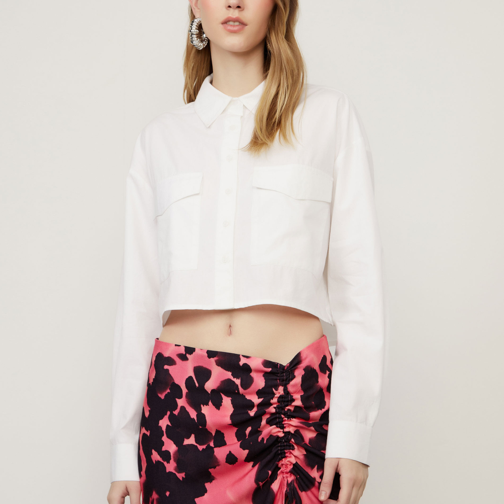 Camisa De Algodão Cropped
